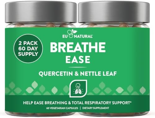 Breathe Inhaler Support Supplement - Sinus, Lungs, Open & Clear Airways - Seasonal Nasal Health, Bronchial Wellness, Healthy Chest - Quercetin, Vitamin D, Bromelain Pills - 60 Vegetarian Soft Capsules