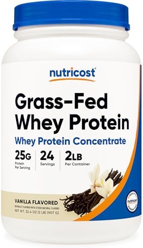 Nutricost Grass-Fed Whey Protein Concentrate (Unflavored) 2LBS | Undenatured, GMO-Free, Gluten Free, Natural Flavors