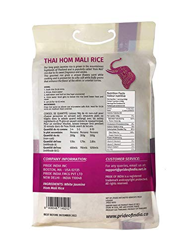 Pride Of India - Extra Long Indian Premium White Basmati Rice, 10 Pound (4.54 Kilo) Reclosable Bag - Naturally Aromatic, Aged, Flavorful, Slender, Non Sticky Grains - Great Value for Money