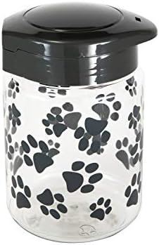 Lixit® Dog Treat Plastic Jar - Airtight Food and Treat Storage Jars for Dogs, Cats, Small Animals and Birds - Made in USA (Paw Prints - Gray, 64 Ounce)