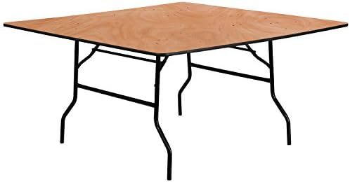 Flash Furniture 5 ft Wood Folding Square Banquet Table | Durable Construction, Commercial Use
