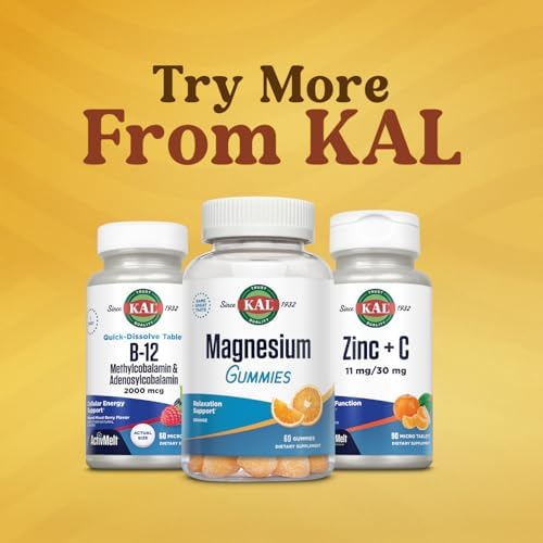 KAL Vitamin B12 Methylcobalamin and Adenosylcobalamin 2000 mcg ActivMelt, B12 Energy Supplements, Metabolism, Nerve, Red Blood Cell Support
