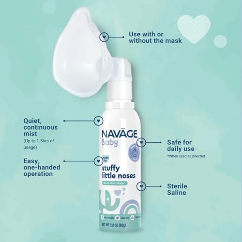 Navage® Baby Nasal Congestion Micro-Mist Inhaler, 2.8 Oz, with Mask | Gentle Congestion Relief: Pediatrician-Endorsed