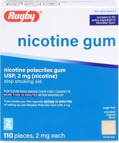 Nicotine Gum 2mg Sugar Free Original Generic for Nicorette 110 Pieces per Box Pack of 4 Total 440 Pieces
