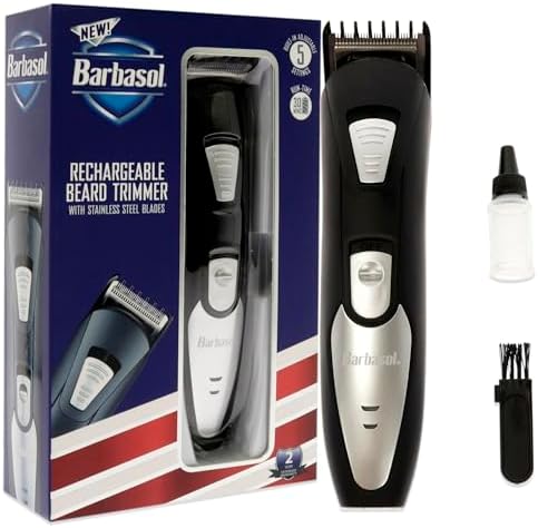 Barbasol Rechargeable Electric Beard Trimmer with Stainless Steel Blades and Adjustable Settings