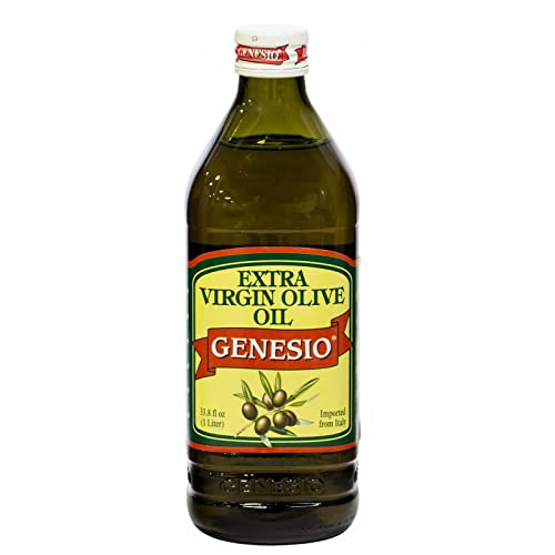 Genesio Extra Virgin Olive Oil, Premium First Cold Pressed, 1 Liter Glass Bottle | Italian Extra Virgin Olive Oil with Smooth Buttery Finish for Bread