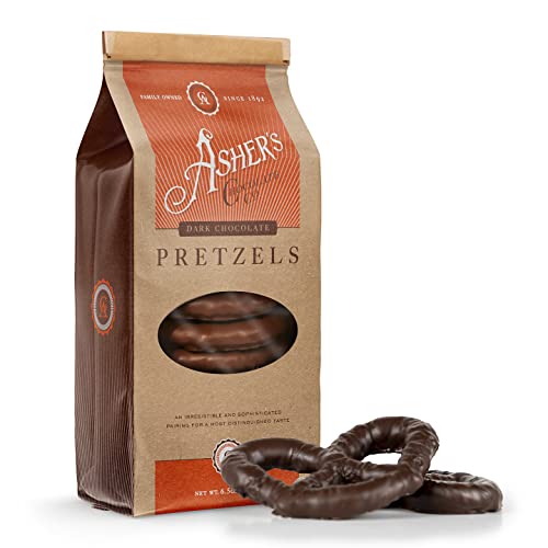 Asher's Chocolates, Chocolate Covered Pretzels, Gourmet Sweet and Salty Candy, Small Batches of Kosher Chocolate, Family Owned Since 1892 (6.5oz, Milk Chocolate)
