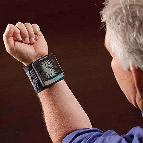 HealthSmart Digital Standard Wrist Blood Pressure Monitor with Automatic Adult Cuff That Displays Pulse Rate and Irregular Heartbeat Stores up to 60 Readings for 2 Users