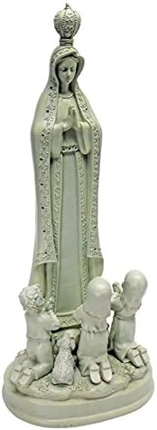 Design Toscano Our Lady of Fatima Indoor/Outdoor Religious Garden Statue, Large, 12 Inches Wide, 14 Inches Deep, 32 Inches High, Resin, Faux Stone Finish