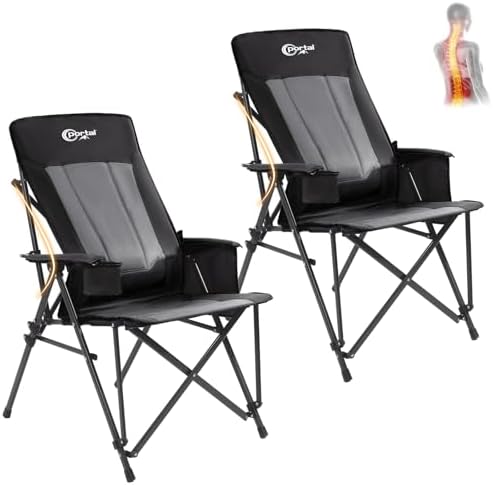 Portal Camping Chair with Lumbar Support for Adults Folding Portable High Back Oversized, 400LBS