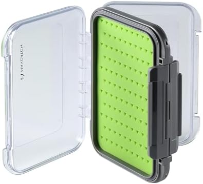 Maxcatch Waterproof Double-Sided Fly Box - Lightweight & Durable Fly Fishing Box with Clear Lid & Easy Grip Foam for Dry & Wet Flies Storage