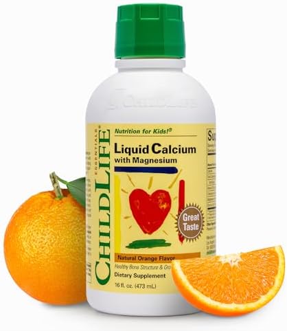 ChildLife Essentials Liquid Calcium Supplement for Kids, 16 fl Oz (2 Pack) | Baby & Toddler Calcium, Magnesium, Zinc, Vitamin D 3, Orange Flavor, Supplement, Liquid, Toddler Kids, Zinc Magnesium