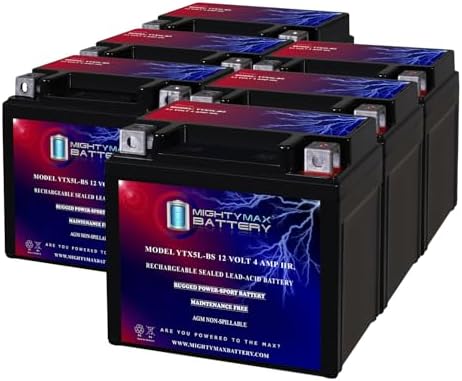 Mighty Max Battery YTX5L-BS -12 Volt 4 AH, 80 CCA, Rechargeable Maintenance Free SLA AGM Motorcycle Battery