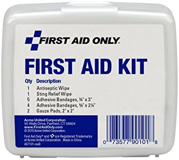 First Aid Only PhysiciansCare On-The-Go Emergency First Aid Kit for Home, Work, and Travel, 13 Pieces (Antiseptic wipes, Sting Relief wipes, Gauze pads, Bandages)