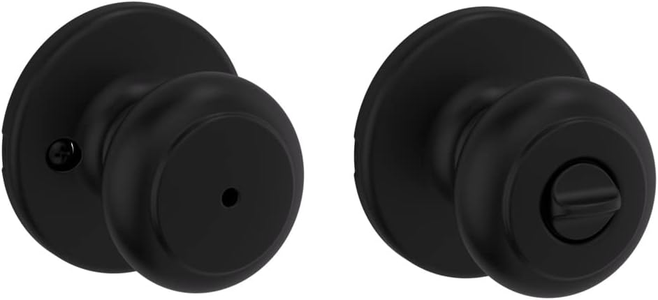 Kwikset Cove Interior Privacy Door Knob with Lock, Door Handle For Bathroom and Bedroom, Satin Nickel Keyless Turn Lock Doorknob, with Microban Protection