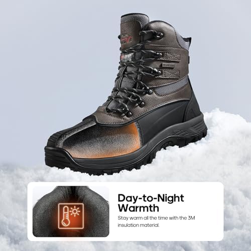 NORTIV 8 Men's Insulated Waterproof Winter Snow Boots | Sealed Build Keeps Feet Dry; Rubber Outsole Boosts Grip; Stable Fit Adds Support; Ideal for Hiking, Daily Wear BRIGADE
