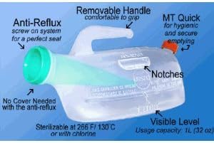 URSEC Spill Proof and Anti-Reflux Male Urinal - For Elderly, Disabled, and Other Therapeutic Uses.