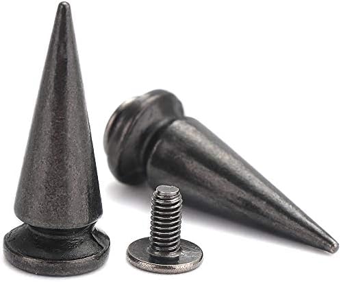 YORANYO 20 Sets 25MM Silver Color Metallic Spikes and Studs 1" Metal Bullet Cone Spikes Screw Back Large Punk Studs and Spikes for Clothing Shoes