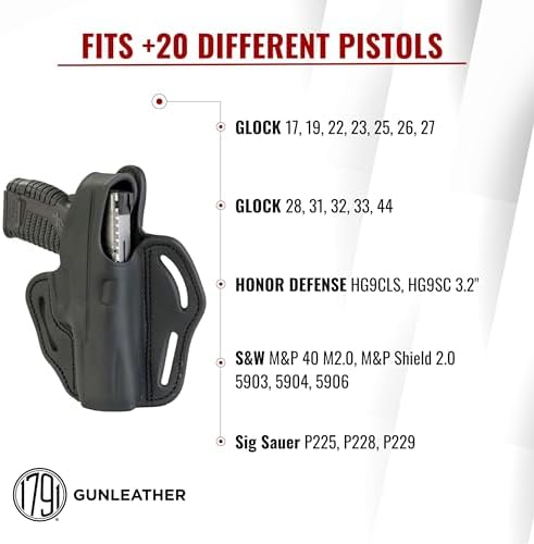 1791 Gunleather Thumb Break OWB Gun Holster Fits Glock 19, 17, 23, Sig P229