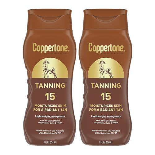 Coppertone Tanning Sunscreen Lotion SPF 8, 8 FL OZ | Sun Tanning Lotion Broad Spectrum SPF 8 with Vitamin E, Water Resistant, PABA, Oxybenzone, Octinoxate and Dye Free