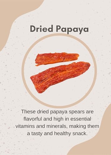 Nuts To You All Natural Dried Papaya Spears Snacks | Dried Papaya Slices No Sugar Added No Sulphur Non GMO | Gluten Free Healthy Snacks for Kids and