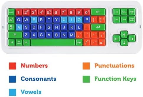 Clevy Keyboard Tri-Mode Uppercase - Kids Uppercase USB & Blutooth Compatible Colorful Spill Proof Keyboard for Early Education - Designed to Help Teach Computer and Keyboard Skills to Children