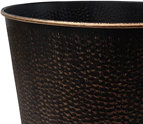 Blue Donuts Wastebasket for Bedroom, Bathroom, Trash Can 6 Liters, Bronze, Stainless Steel