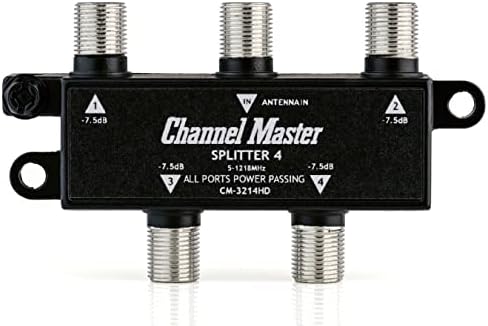Channel Master Splitter 2 | 2-Way Splitter Distributes Digital HDTV Antenna Signal to 2 TVs, One Input and Two Outputs, Power Passing for Preamplifiers and Boosters, Low-Loss Design, Indoor/Outdoor