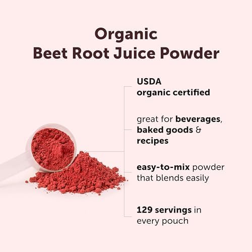 Micro Ingredients Organic Beet Root Juice Powder, 1 Pound | Water Soluble, Raw Beet Supplement | Powder Drink Mix for Smoothies & Recipes | Non-GMO