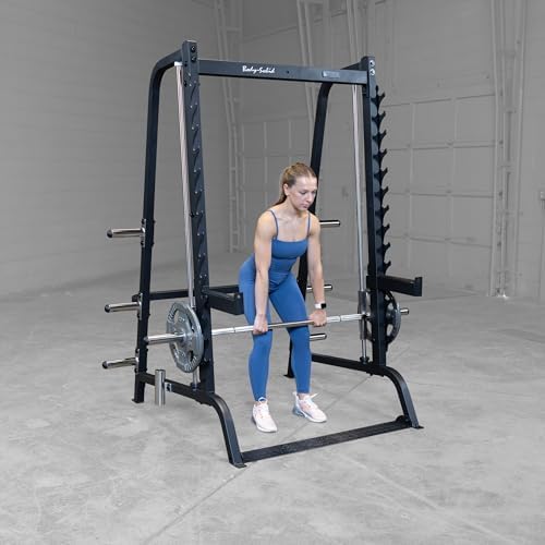 Body-Solid Precise 7° Angle Smith Machine Home Gym - Strength Training Equipment with Adjustable Safeties, Squat Rack Cage