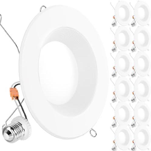 Sunco 12 Pack 6 Inch Retrofit LED Recessed Lights, 13W=120W 5000K Daylight | 965LM, Daylight, Baffle Trim, Dimmable