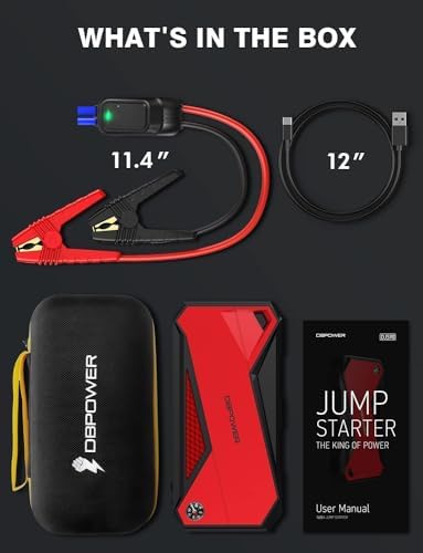 DBPOWER Car Jump Starter, 1600A Peak 17200mAh Portable Power Pack for Up to 7.2L Gas and 5.5L Diesel Engines