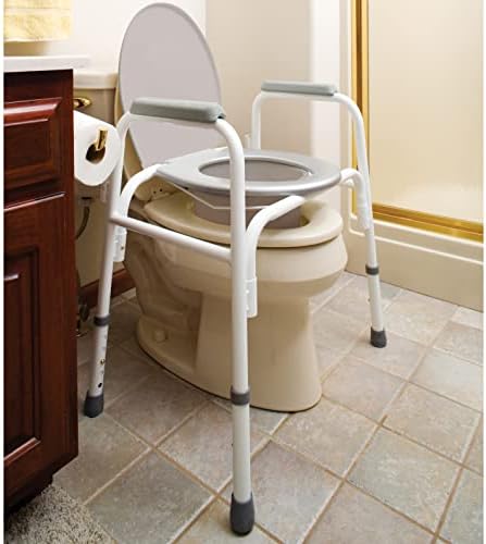 Carex Steel Commode Chair - Portable Bathroom Toilet for Elderly, Handicap, and Beside Toilet Users - 3 in 1 Commode Chair - 250 lbs Capacity