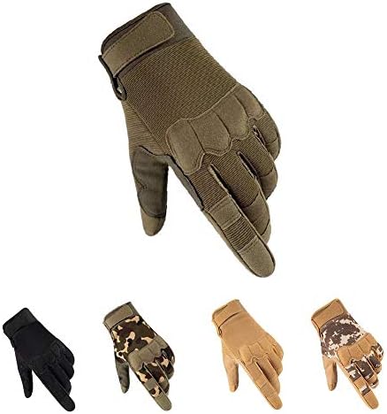 HYCOPROT Full Finger Gloves, Touch Screen Knuckle Protective Breathable Lightweight Outdoor Gloves for Shooting, Hunting, Motorcycling, Climbing