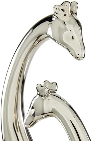 Deco 79 Ceramic Giraffe Decorative Sculpture Home Decor Statue, Accent Figurine 11" x 5" x 15", Silver