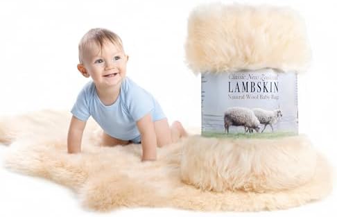 New Zealand Lambskin Baby Rug, Unshorn Sheepskin, Large 2x3 ft