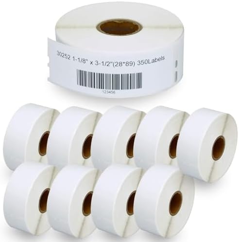 BETCKEY - Compatible DYMO 30252 (1-1/8" x 3-1/2") Address & Barcode Labels - Compatible with DYMO Labelwriter 450, 4XL, NOT Fit 550 & 5XL [10 Rolls/3500 Labels]