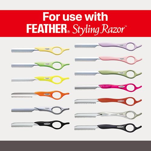 Feather Bonus Value Pack, Styling Razor Standard Blades - Professional Hair Cutting Blades for Styling, Shaping