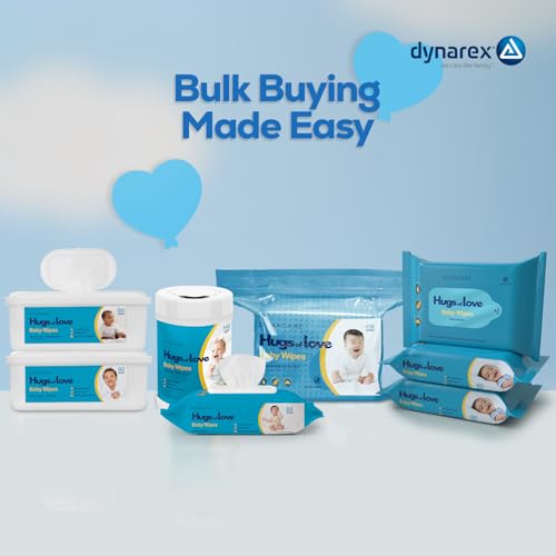 Dynarex DynaCare Hugs of Love Baby Wipes - Scented - Alcohol-Free Wipes with Aloe & Lanolin, Safe for Sensitive Skin - 140 Wipes per Canister