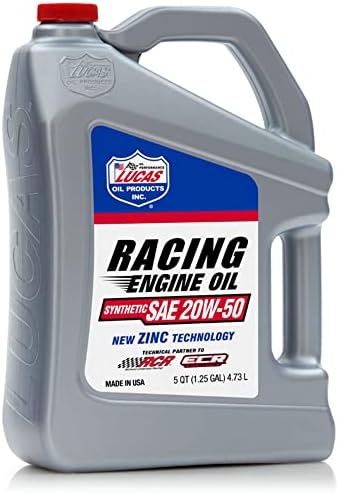 Lucas Oil SAE 20W-50 Racing Engine Oil, 5 Quart (Pack of 1)