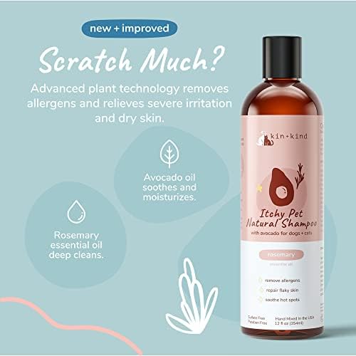 kin+kind Dry Skin + Coat Natural Dog Shampoo - for Dry Skin & Coat - Argan Oil Moisturizing Clean - Cedarwood Fragrance - 12 fl oz