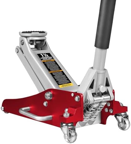 BIG RED T815016L Torin Hydraulic Low Profile Aluminum and Steel Racing Floor Jack with Dual Piston Quick Lift Pump, 1.5 Ton (3,000 lb) Capacity, Blue, T815016L