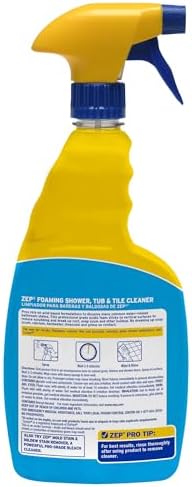 Zep Foaming Shower Tub and Tile Cleaner, 32 Ounce, Case of 4 | No Scrub Formula, Breaks up Tough Buildup on Contact