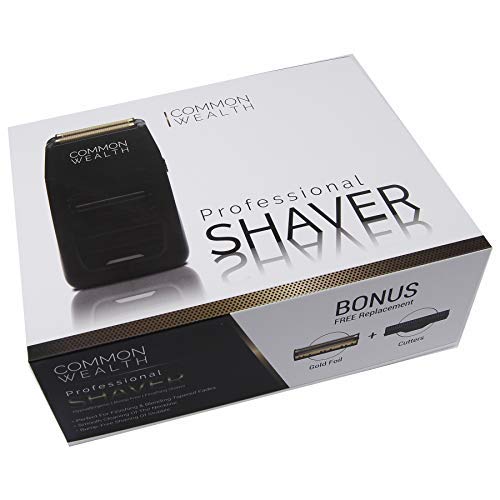 Common Wealth Professional Shaver Cordless Hypoallergenic Bump Free Gold Pro Foil Barber Finishing Shaper Trimmer Tool CWPS26 For Beard Neckline &
