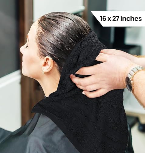 Utopia Towels Bleach Safe Salon Towels - Pack of 24 Black Hand Towels - (16 x 27 Inches), Salon Towels Bleach Safe