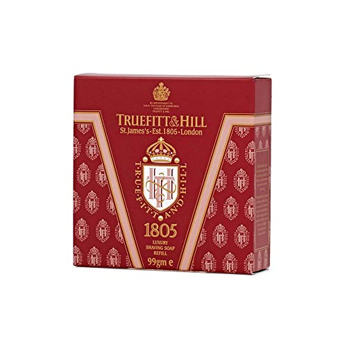 Truefitt & Hill Luxury Shaving Soap Refill for Acacia Wood Bowl - 1805 - Hydrating, Rich Lather for a Closer, Smoother Shave, Gentle on Sensitive Skin