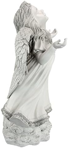 Design Toscano In Grace Girl Child Angel Memorial Indoor/Outdoor Garden Statue, 14 inches wide, 24 inches tall, Cast Stone Resin, Antique Stone Finish