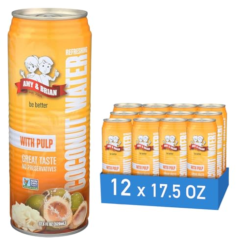 Amy & Brian Non-GMO Coconut Water, Original, 17.5 Fl Oz (Pack of 12)