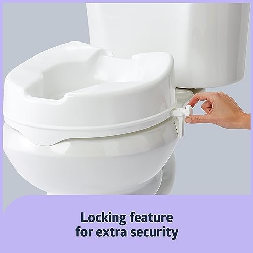Medline Raised Toilet Seat with Secure Side Locks, 4" Elevation - 250 lbs. Capacity, for Seniors, Elderly