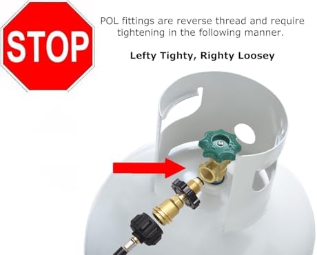 Flame King Propane Tank Adapter POL to QCC1 Type Converts Propane Tank from Old to New Connection